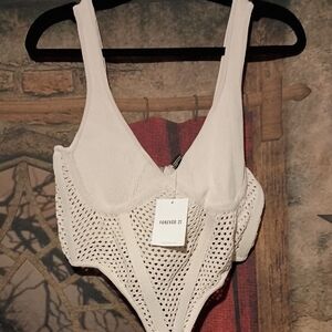 Forever 21 Ivory Knit Bodysuit